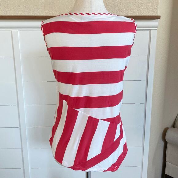 CAbi Carousel Striped Sleeveless Blouse Asymmetrical hem sz XS - Picture 10 of 10